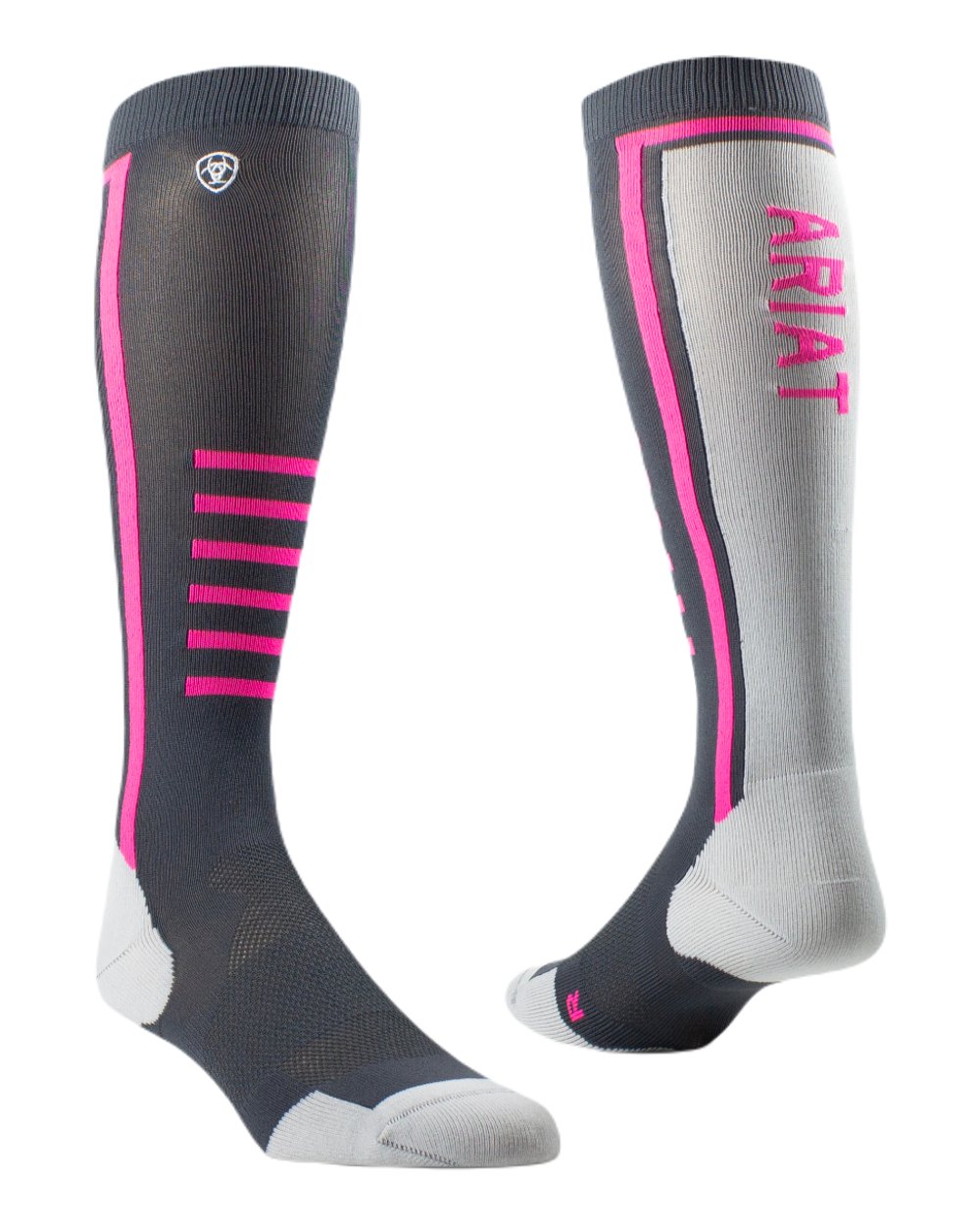 Ebony Knockout Pink coloured AriatTEK Slimline Performance Socks on white background 