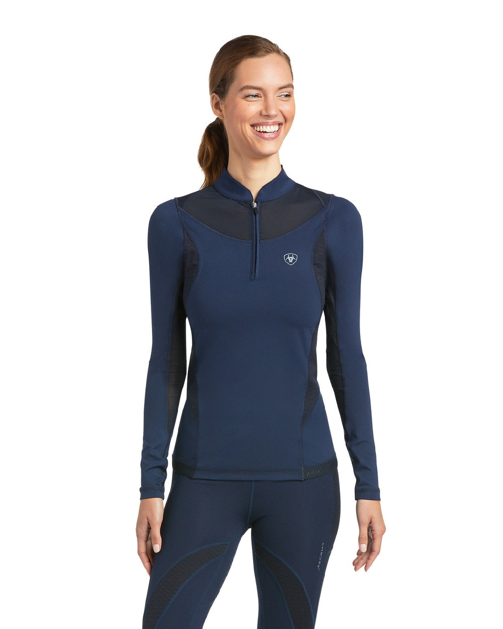 Ariat Womens Ascent 1/4 Zip Base Layer in Navy 