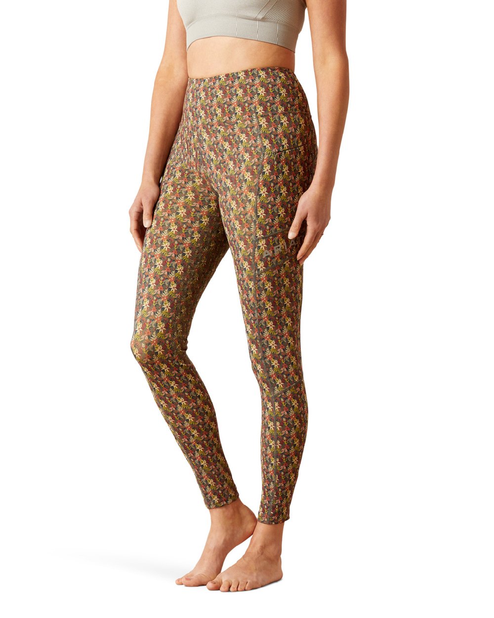 Ariat Womens Eos Print Full Seat Tights in Canteen Floral 