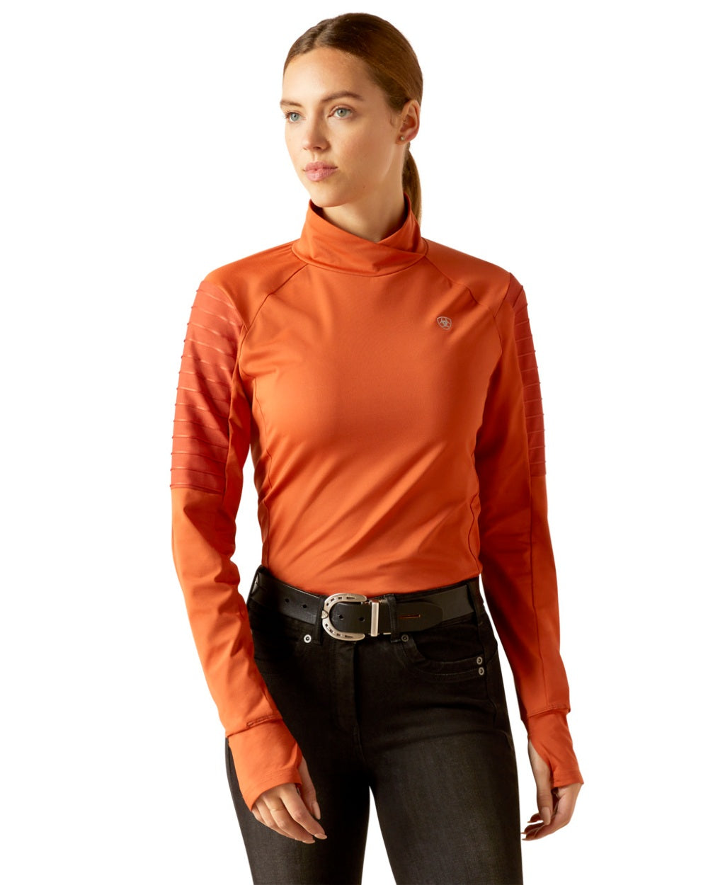 Ariat Womens Facet Long Sleeve Base Layer in Burnt Brick 