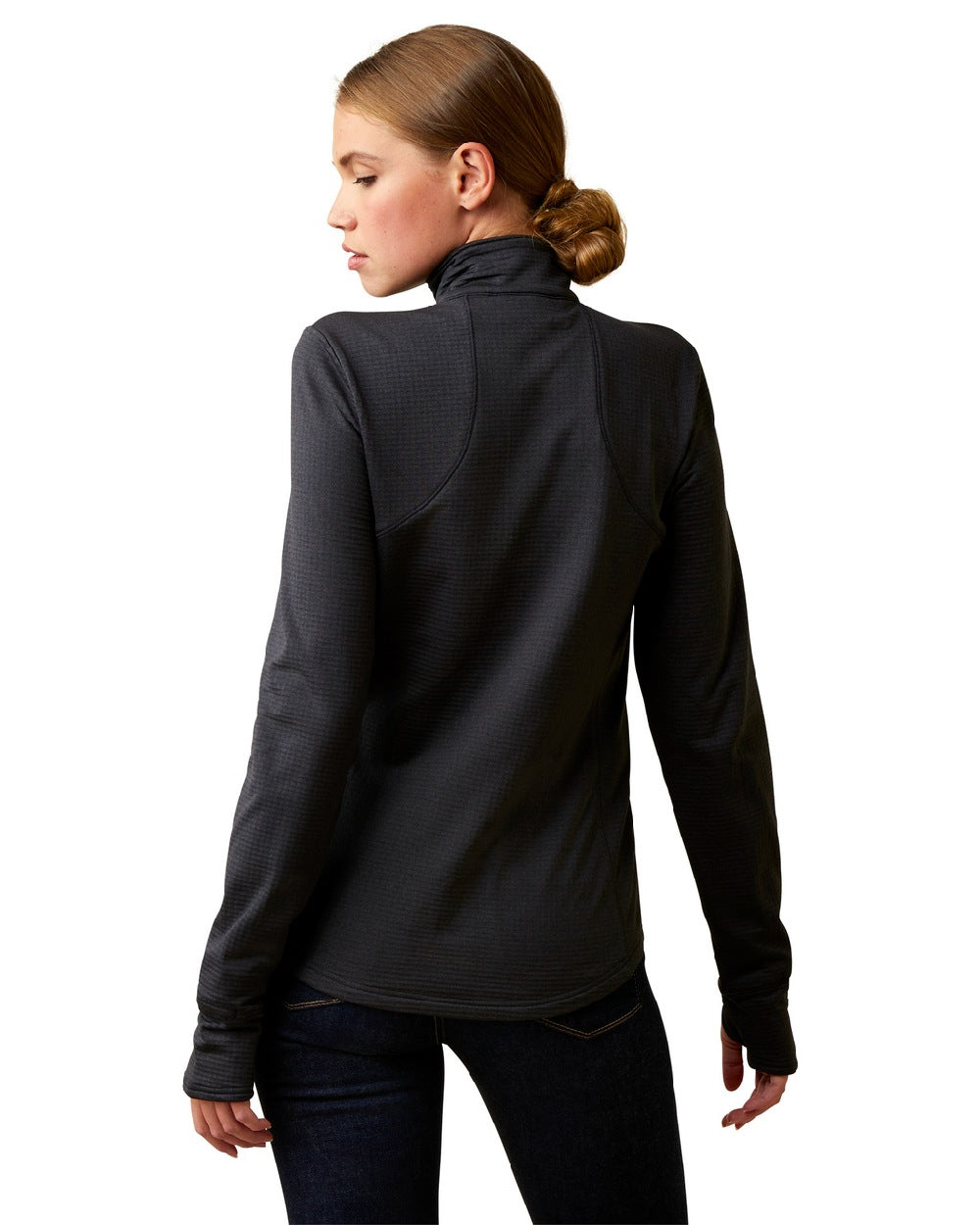 Ariat Womens Gridwork 1/4 Zip Base Layer in Black 