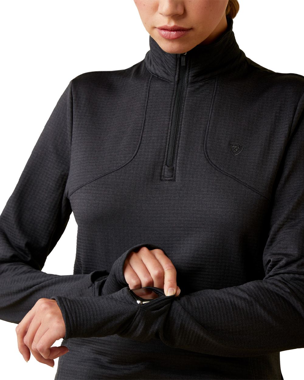 Ariat Womens Gridwork 1/4 Zip Base Layer in Black 