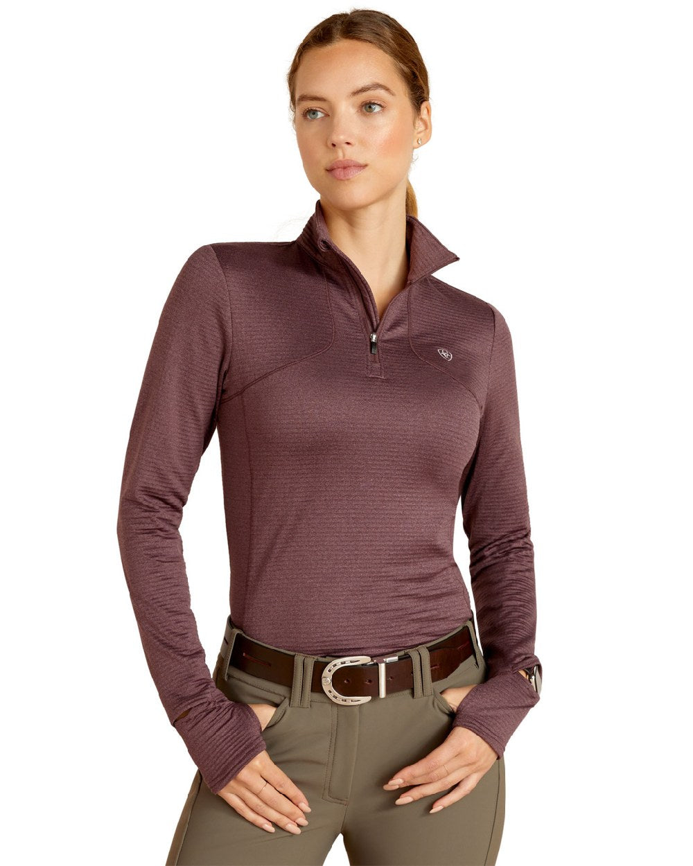 Ariat Womens Gridwork 1/4 Zip Base Layer in Huckleberry 