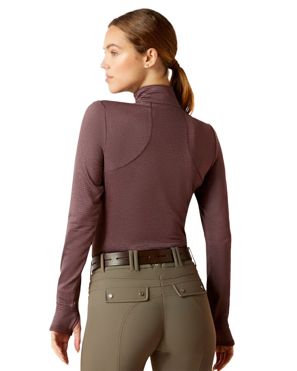 Ariat Womens Gridwork 1/4 Zip Base Layer in Huckleberry 