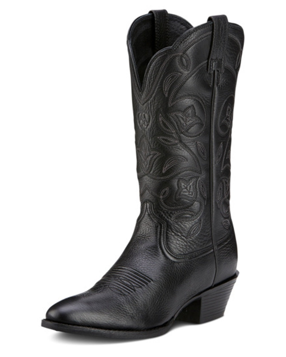 Ariat Womens Heritage R Toe Western Boot in Black Deertan 