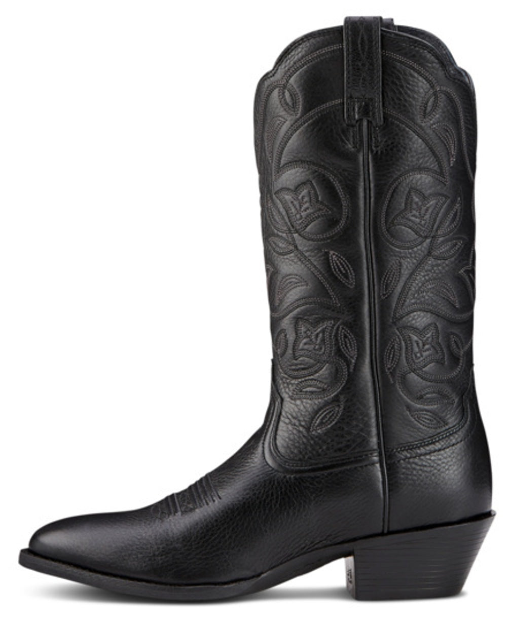 Ariat Womens Heritage R Toe Western Boot in Black Deertan 