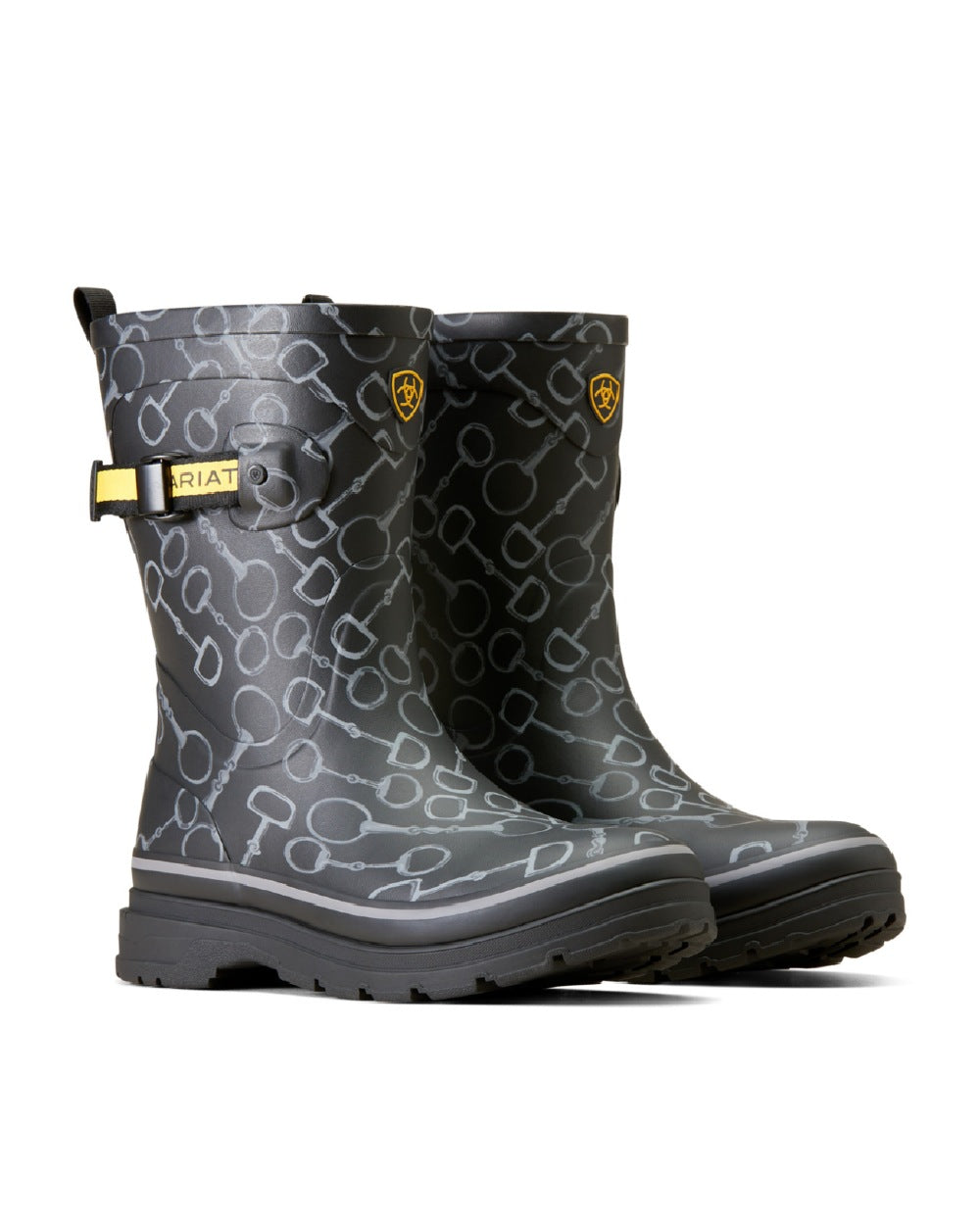 Ariat Womens Kelmarsh Mid Rubber Wellington Boots in Black Bit Print 