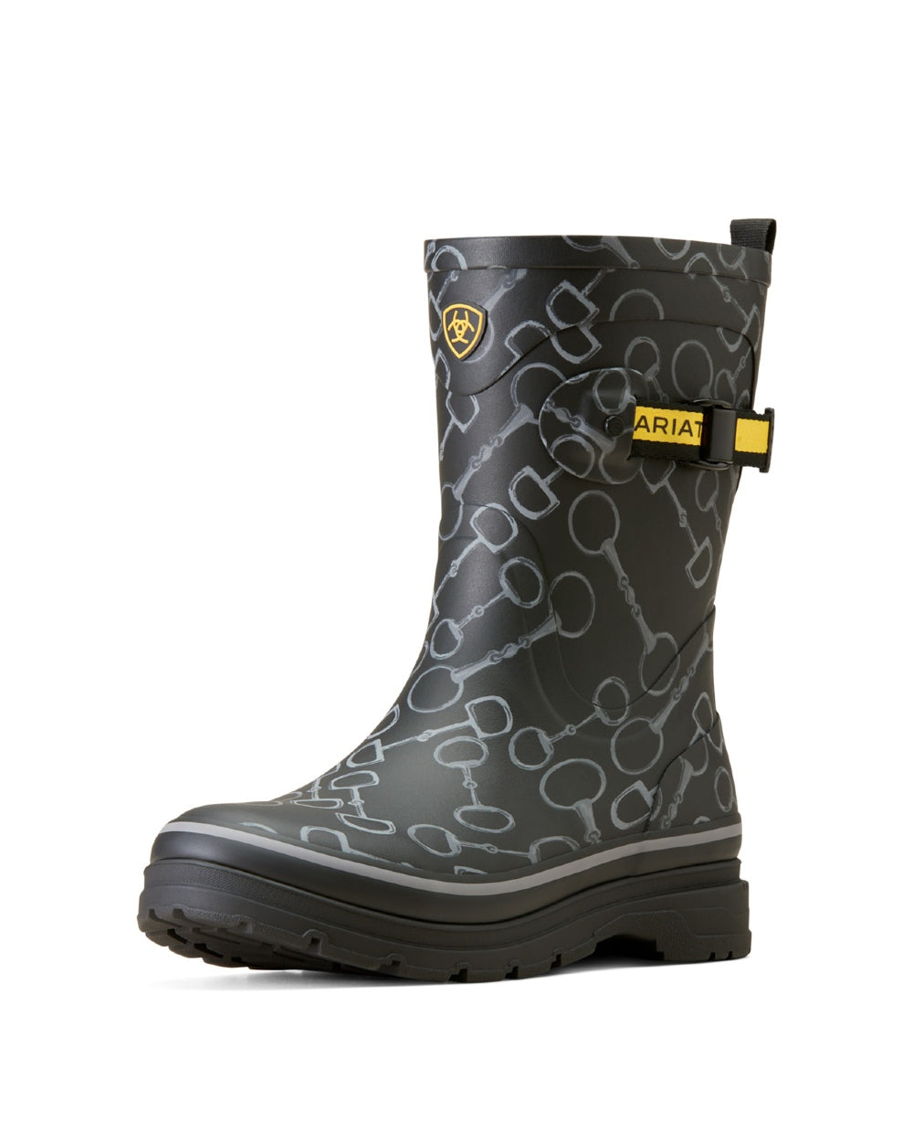 Ariat Womens Kelmarsh Mid Rubber Wellington Boots in Black Bit Print 