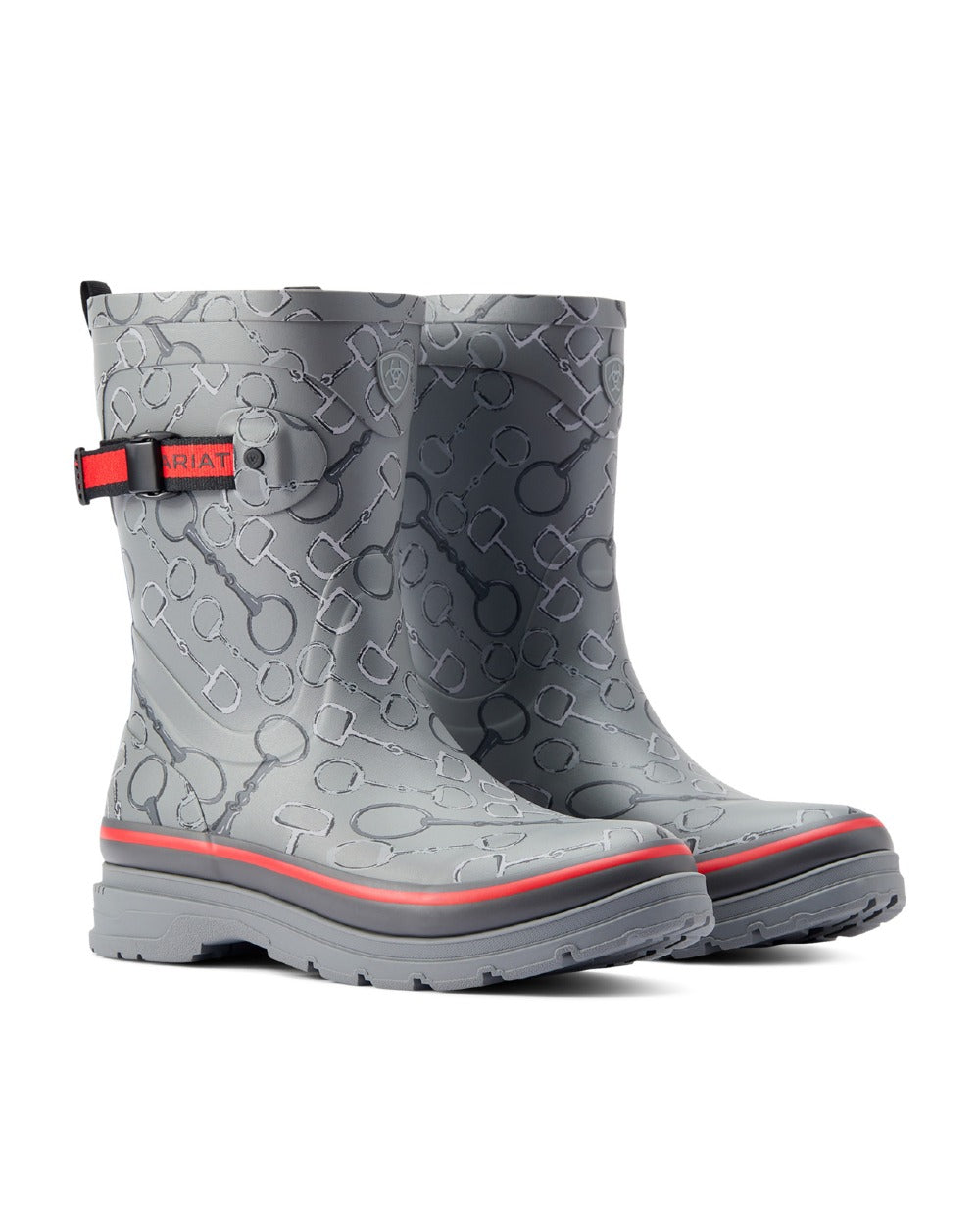 Ariat Womens Kelmarsh Mid Rubber Wellington Boots in Grey Bit Print 