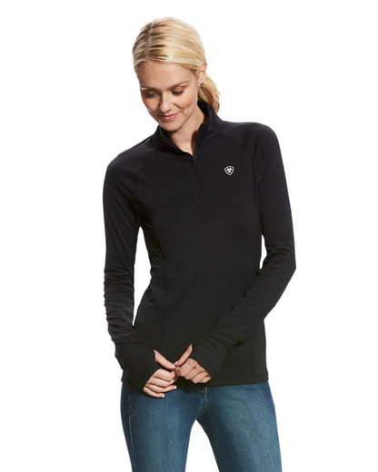 Ariat Womens Lowell 2.0 1/4 Zip Long Sleeve Base Layer in Black 