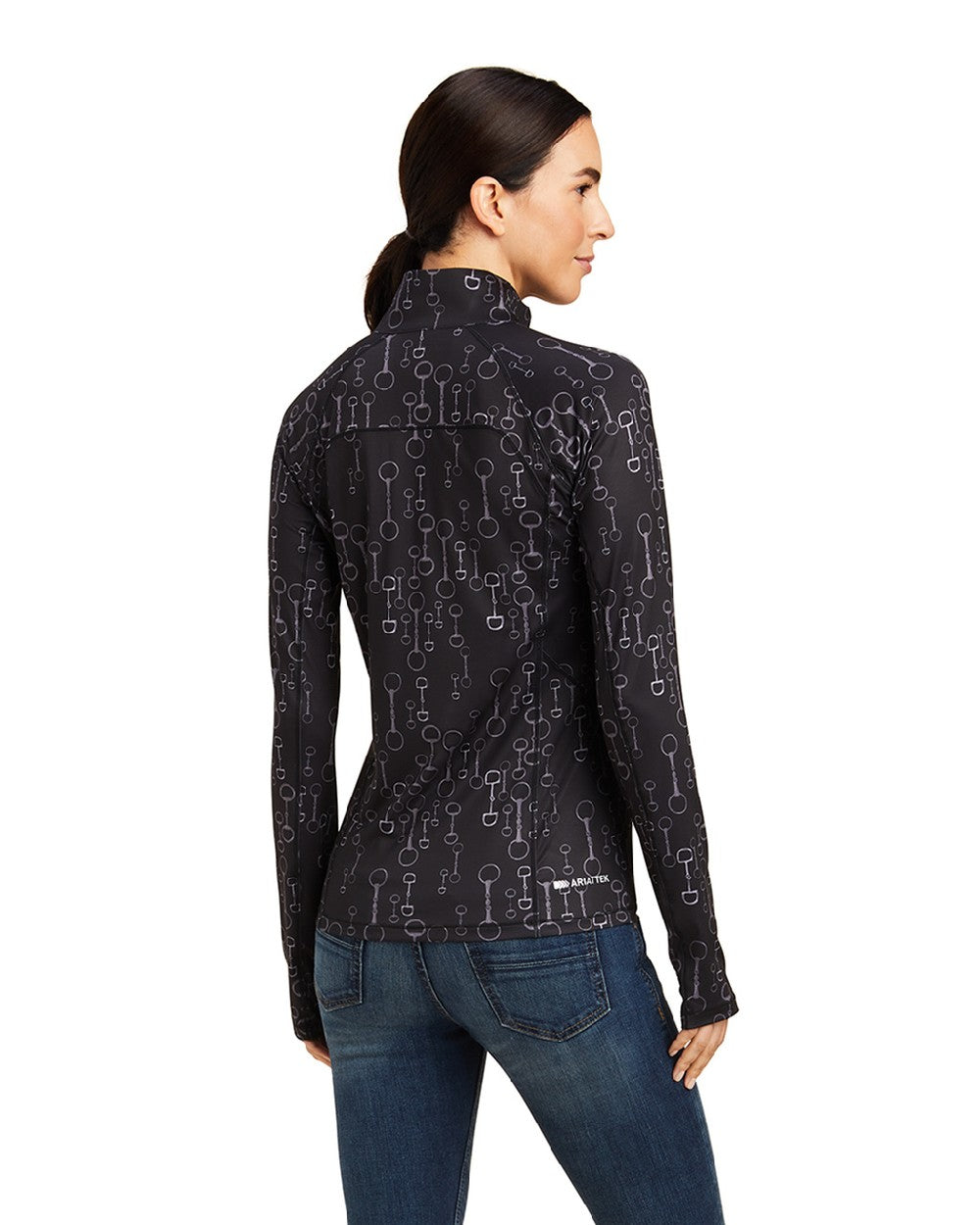 Ariat Womens Lowell 2.0 1/4 Zip Long Sleeve Base Layer in Black Bit Print 
