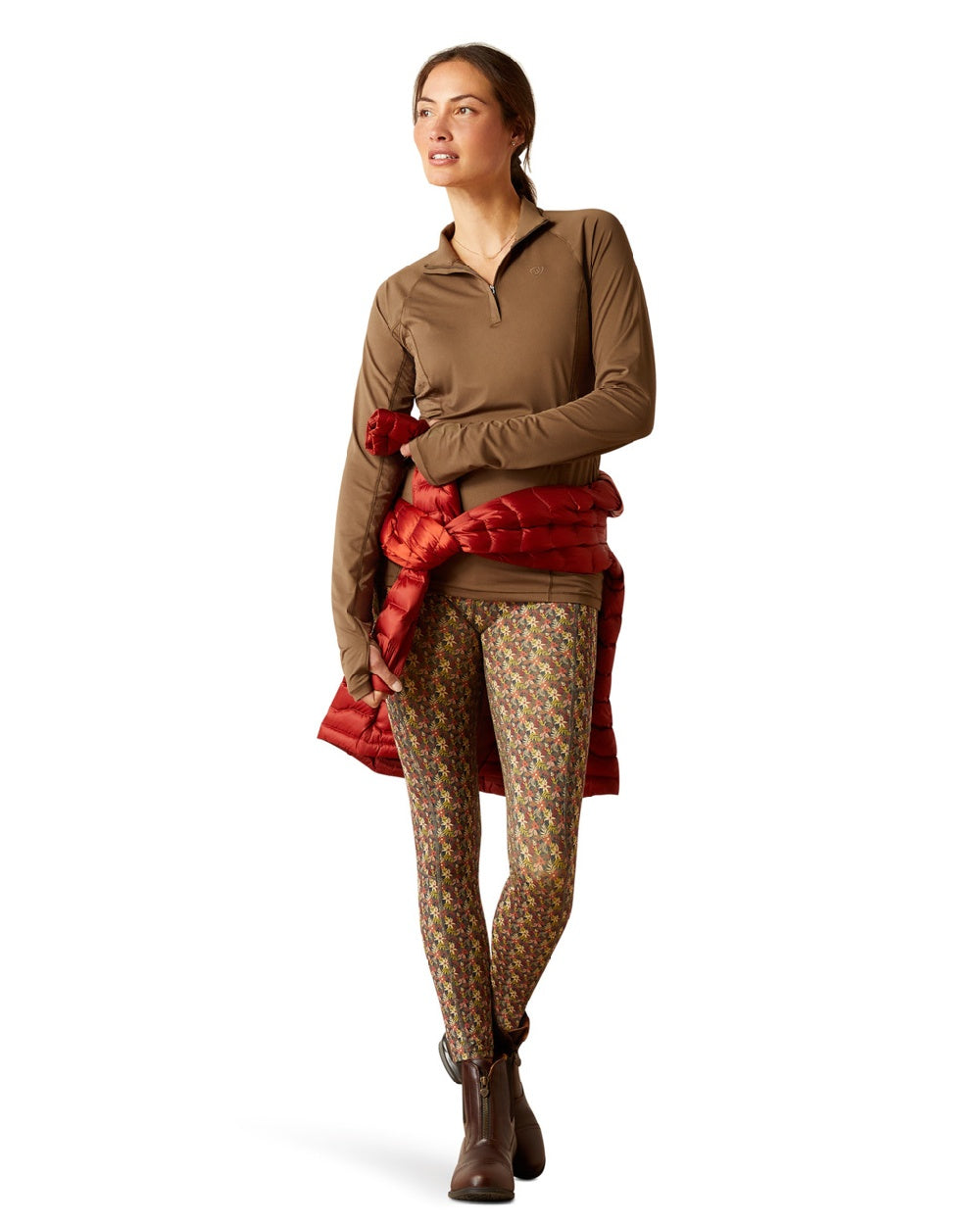 Ariat Womens Lowell 2.0 1/4 Zip Long Sleeve Base Layer in Canteen 