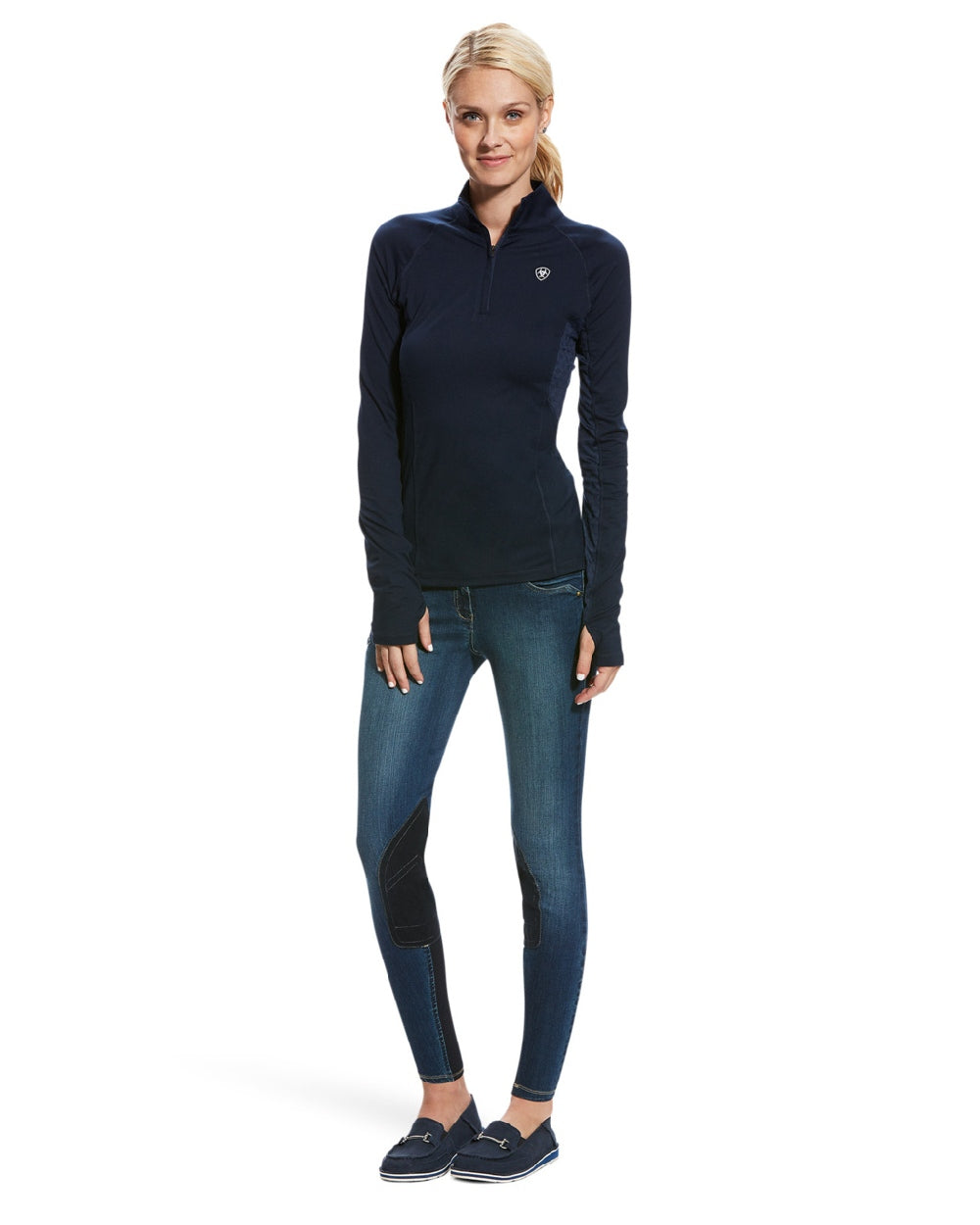 Ariat Womens Lowell 2.0 1/4 Zip Long Sleeve Base Layer in Navy 