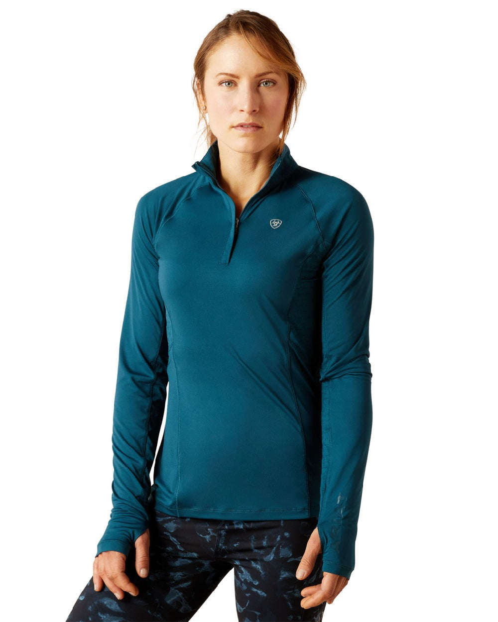 Ariat Womens Lowell 2.0 1/4 Zip Long Sleeve Base Layer in Reflecting Pond 