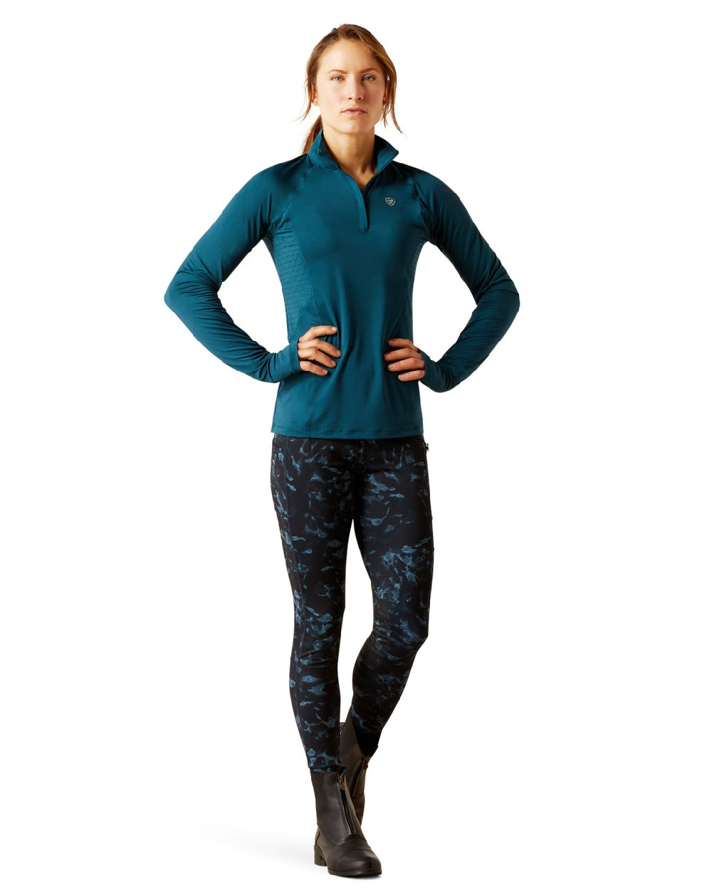 Ariat Womens Lowell 2.0 1/4 Zip Long Sleeve Base Layer in Reflecting Pond 