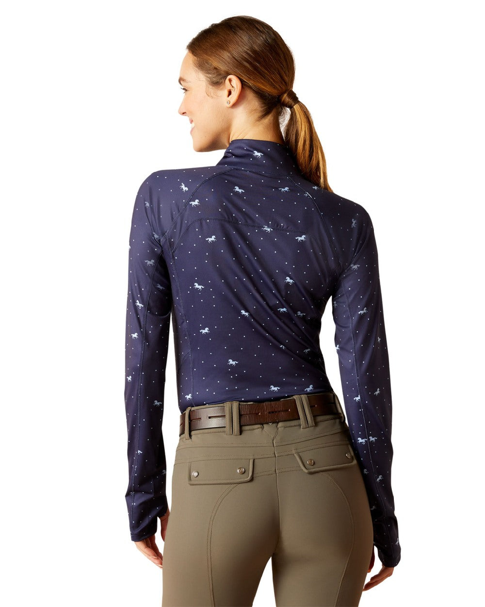 Ariat Womens Lowell 2.0 1/4 Zip Long Sleeve Base Layer in Silver Ditsy 
