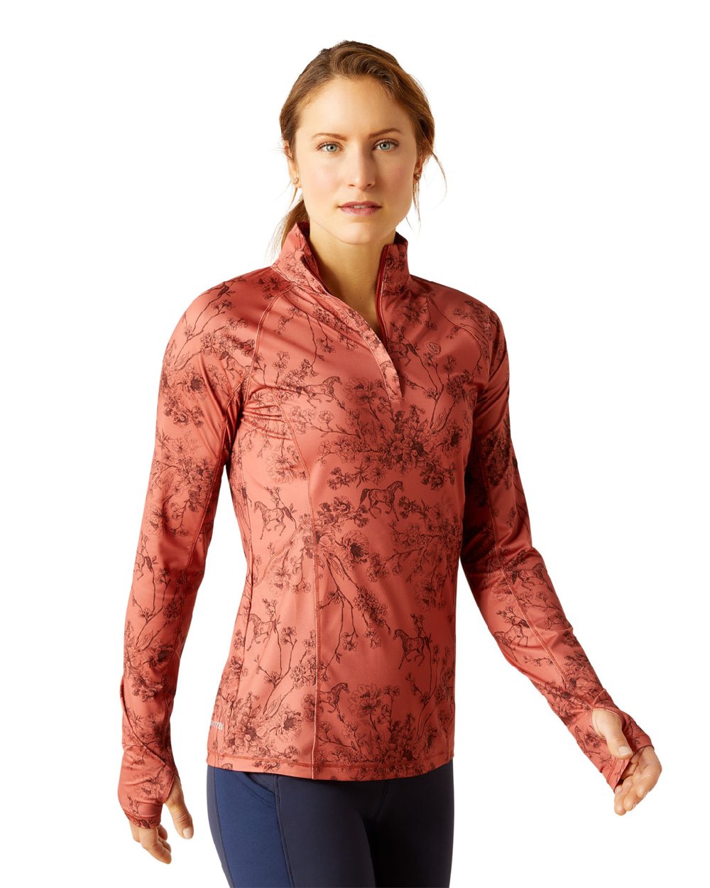 Ariat Womens Lowell 2.0 1/4 Zip Long Sleeve Base Layer in Toile 
