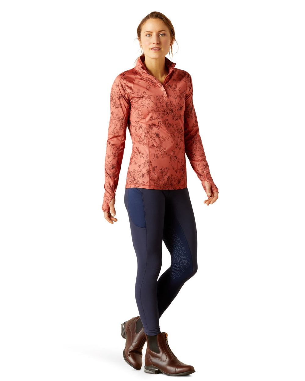 Ariat Womens Lowell 2.0 1/4 Zip Long Sleeve Base Layer in Toile 