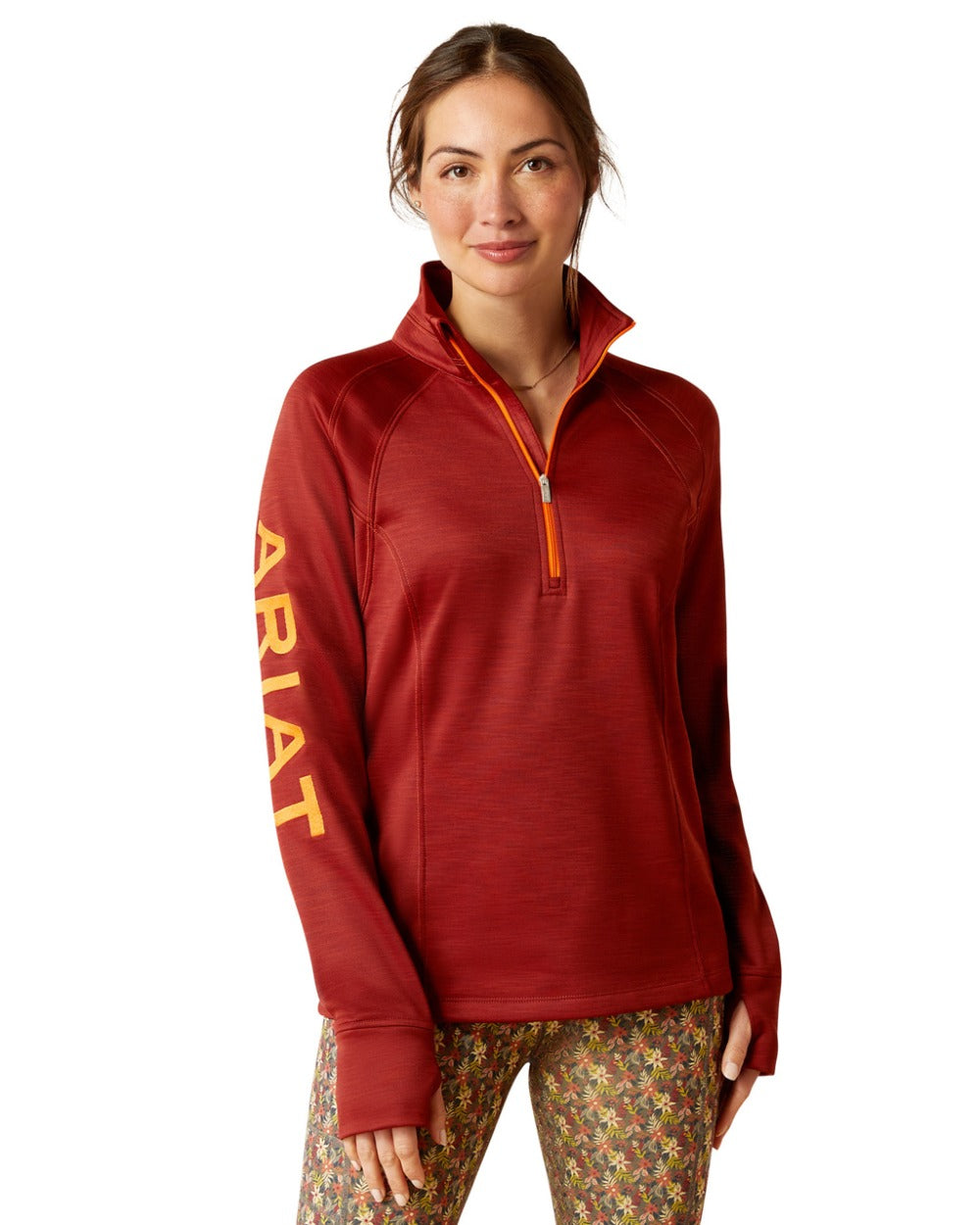 Ariat Womens Tek Team 1/2 Zip Sweatshirt in Fired Brick 