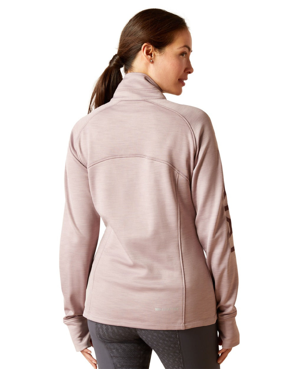 Quail coloured Ariat Womens Tek Team half Zip Sweatshirt on white background 