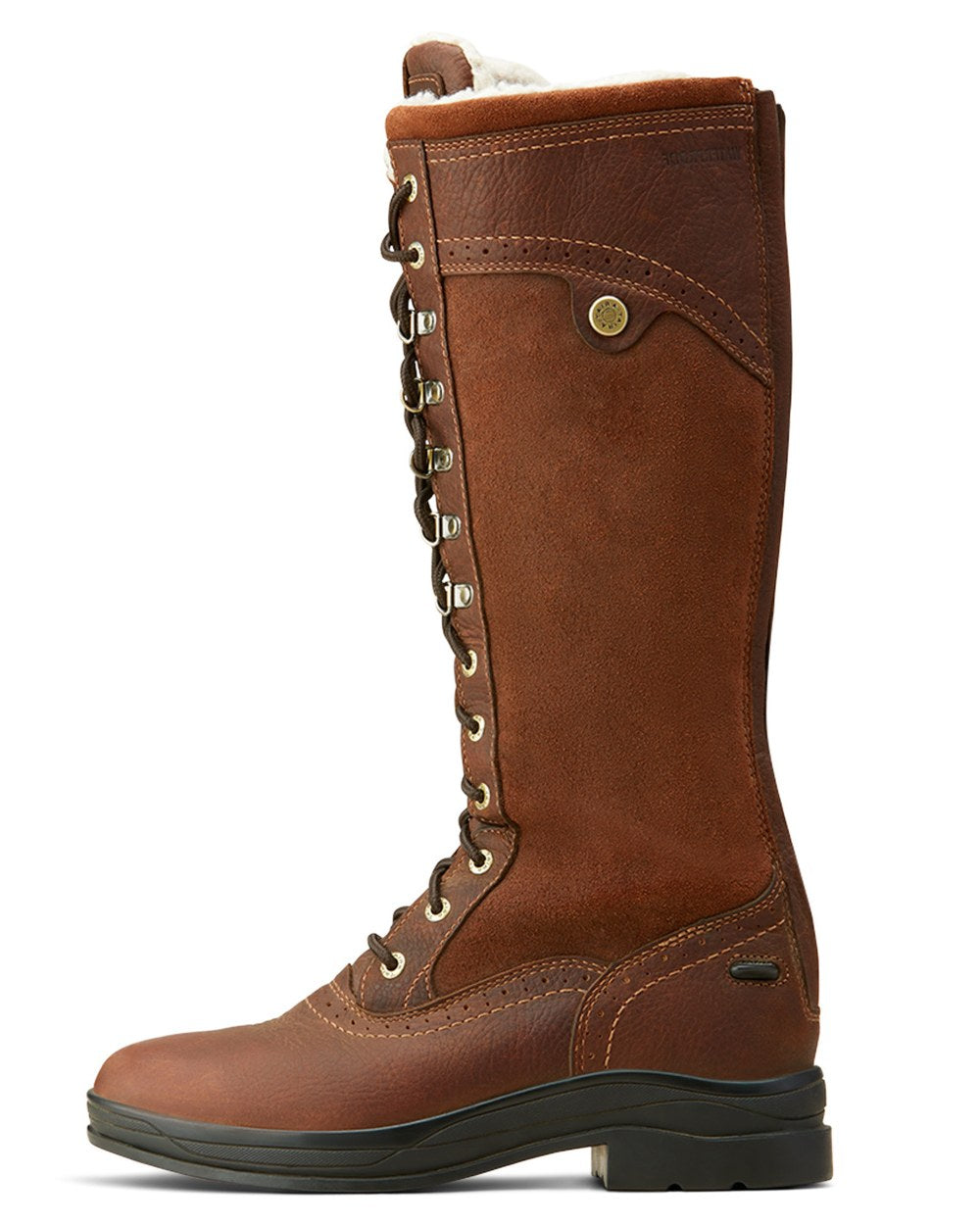 Dark Brown coloured Ariat Wythburn Tall Waterproof Boots on white background 