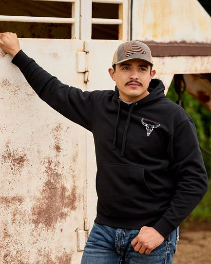 Black Coloured Ariat Mens Bision Bureau Hoodie on Forest 