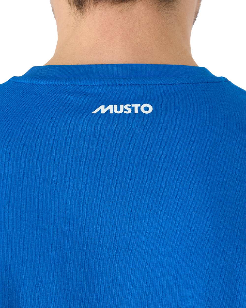 Aruba Blue Coloured Musto Mens 1964 Short Sleeve T-Shirt On A White Background 