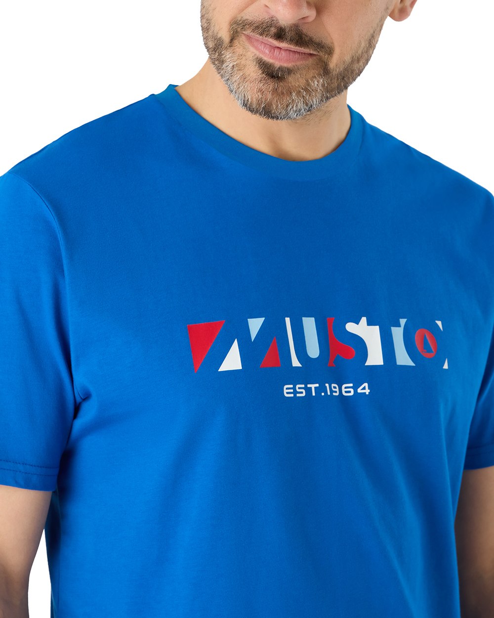 Aruba Blue Coloured Musto Mens 1964 Short Sleeve T-Shirt On A White Background 