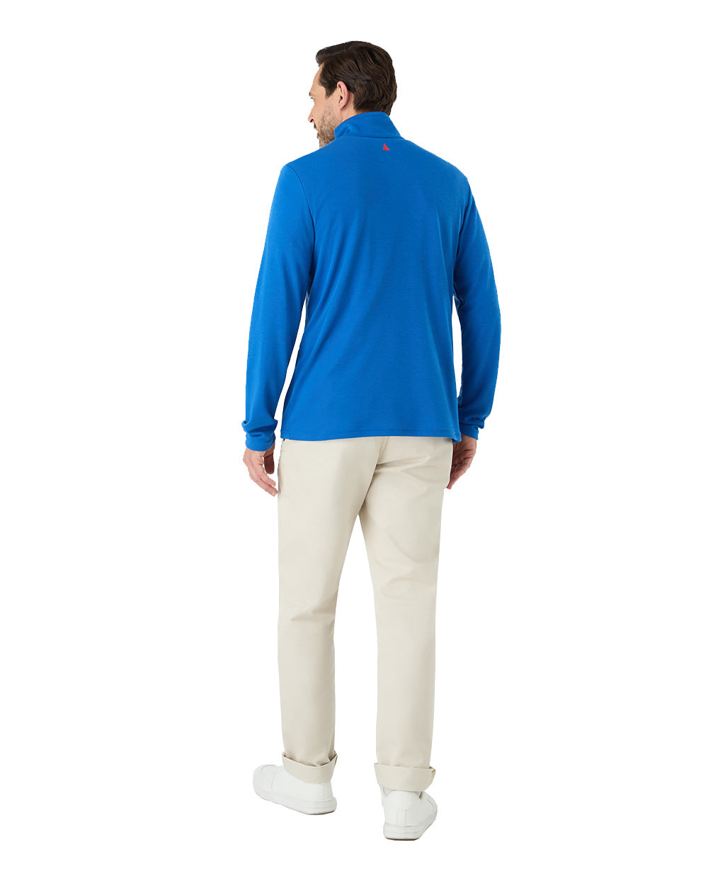 Aruba Blue Coloured Musto Mens Fast Dry Half Zip Top On A White Background 