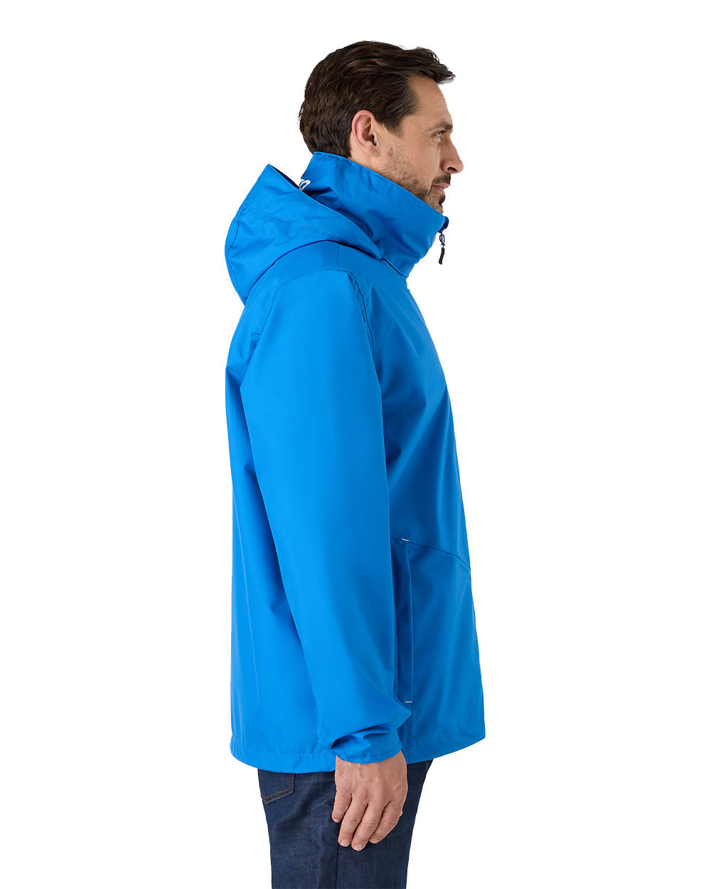 Aruba Blue Coloured Musto Mens Nautic Rain Jacket On A White Background 