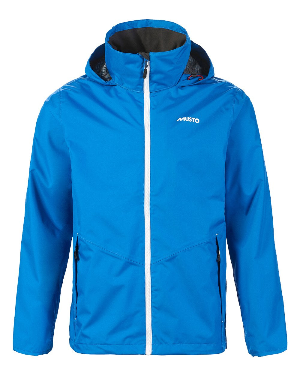 Aruba Blue Coloured Musto Mens Nautic Rain Jacket On A White Background 