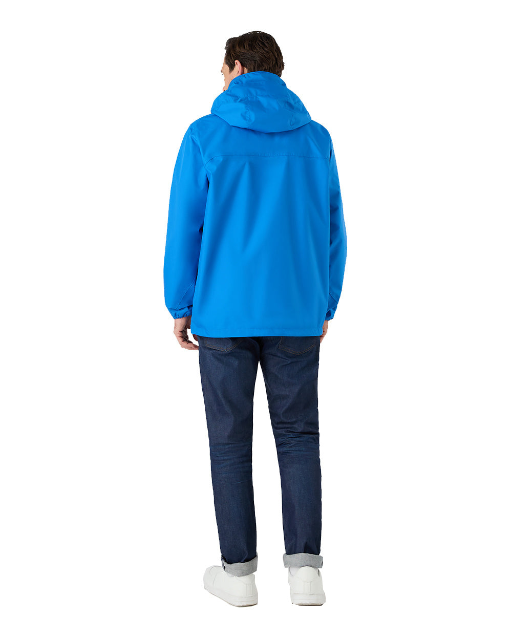 Aruba Blue Coloured Musto Mens Nautic Rain Jacket On A White Background 