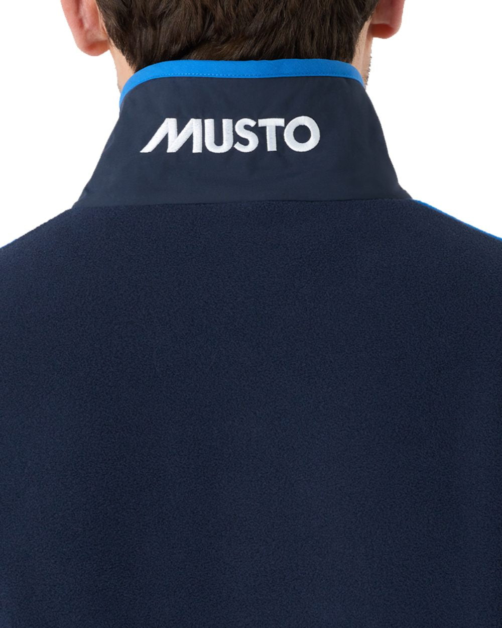 Aruba Blue/Navy Coloured Musto 64 Fleece Pullover On A White Background 