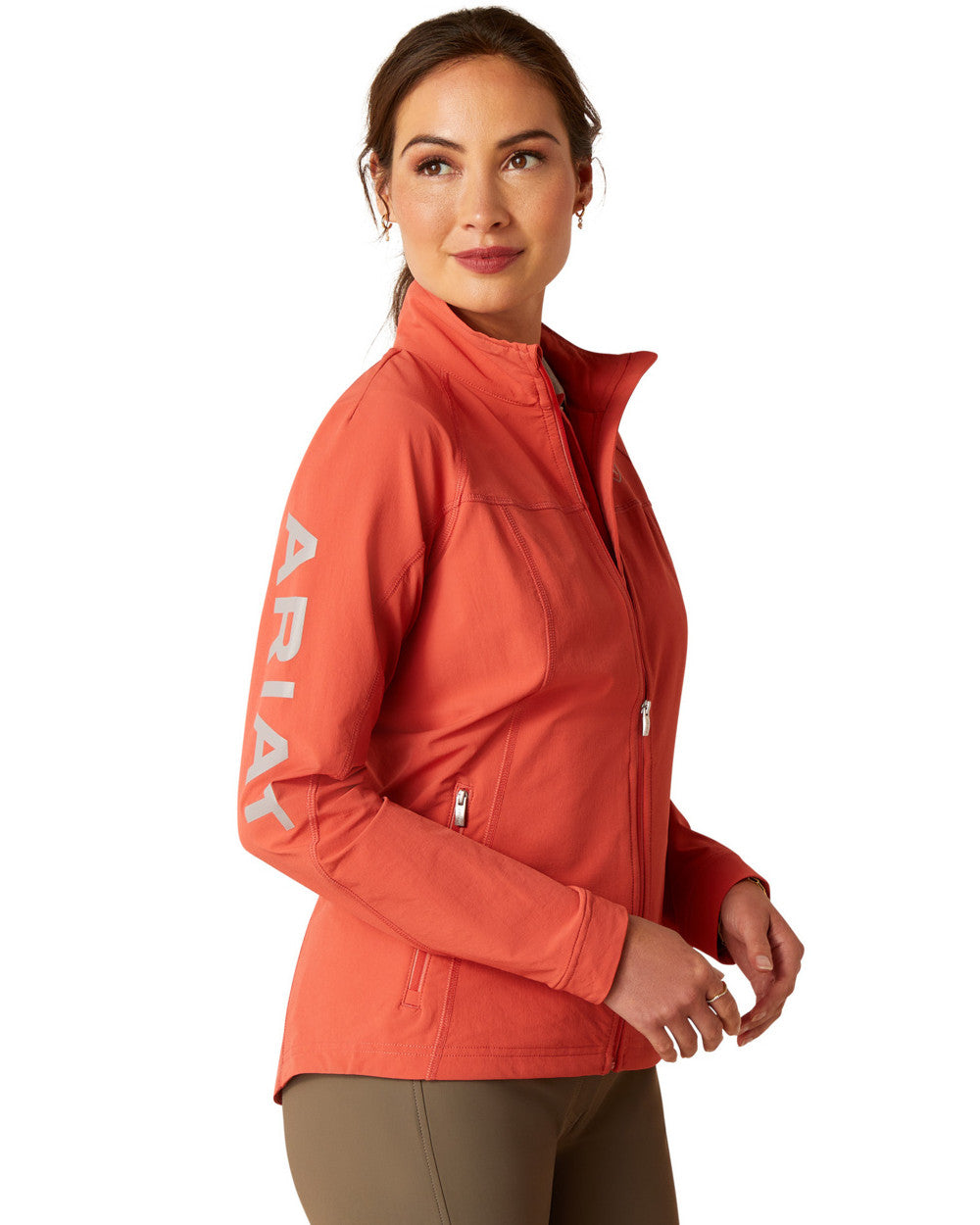 Baked Apple Coloured Ariat Womens Agile Softshell Jacket On A White Background 