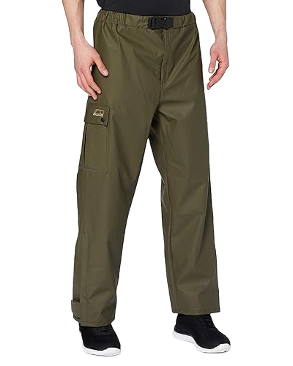 Khaki Coloured Baleno Cartouche Flexothane Rain Trousers on white background 