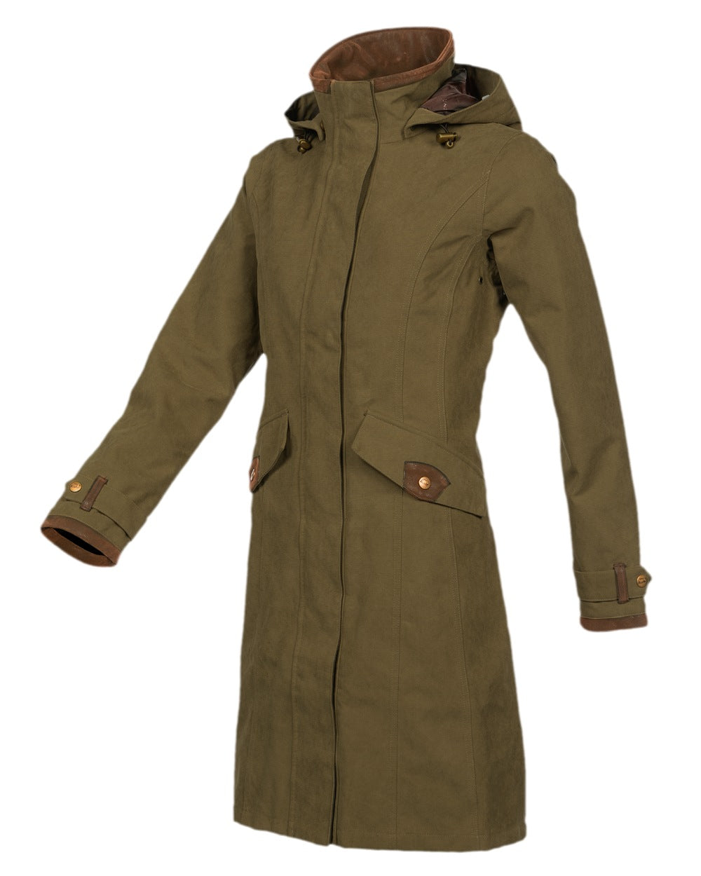 Pine Green Coloured Baleno Chelsea Mid Length Coat on white background 