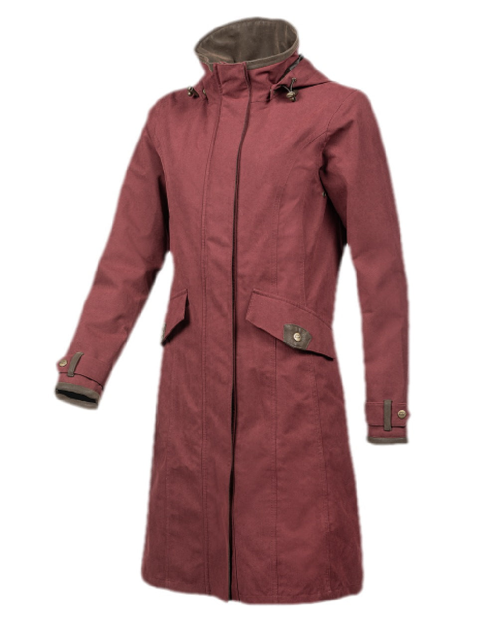 Raspberry Coloured Baleno Chelsea Mid Length Coat on white background 