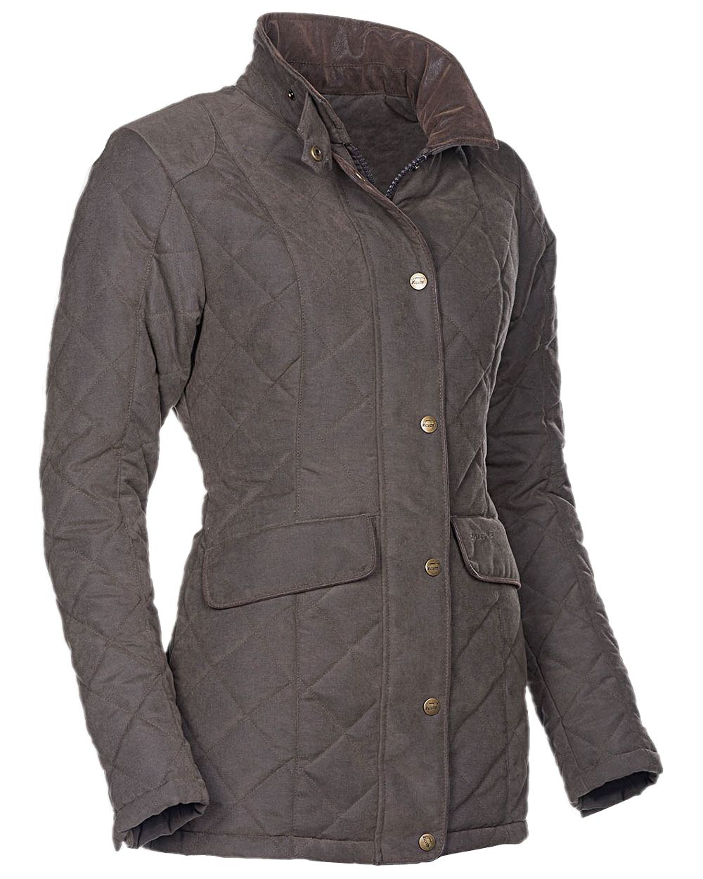 Dark Olive Green Coloured Baleno Cheltenham Quilted Jacket on white background 