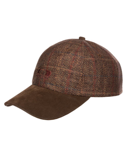 Check Brown Coloured Baleno Edward Printed Tweed Cap on white background 