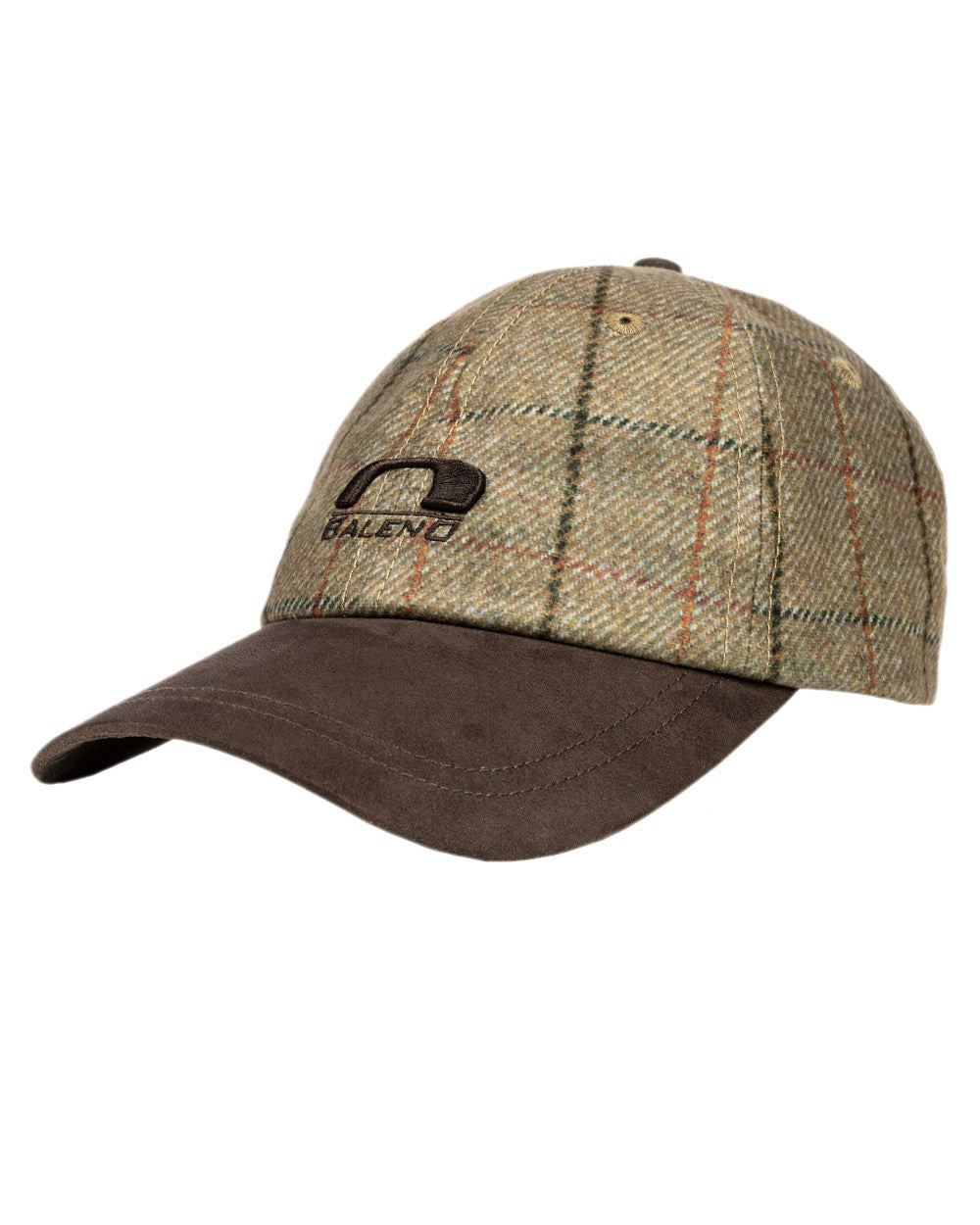 Check Khaki Coloured Baleno Edward Printed Tweed Cap on white background 