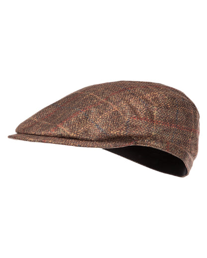 Check Brown Baleno Foxton Tweed Cap on white background 