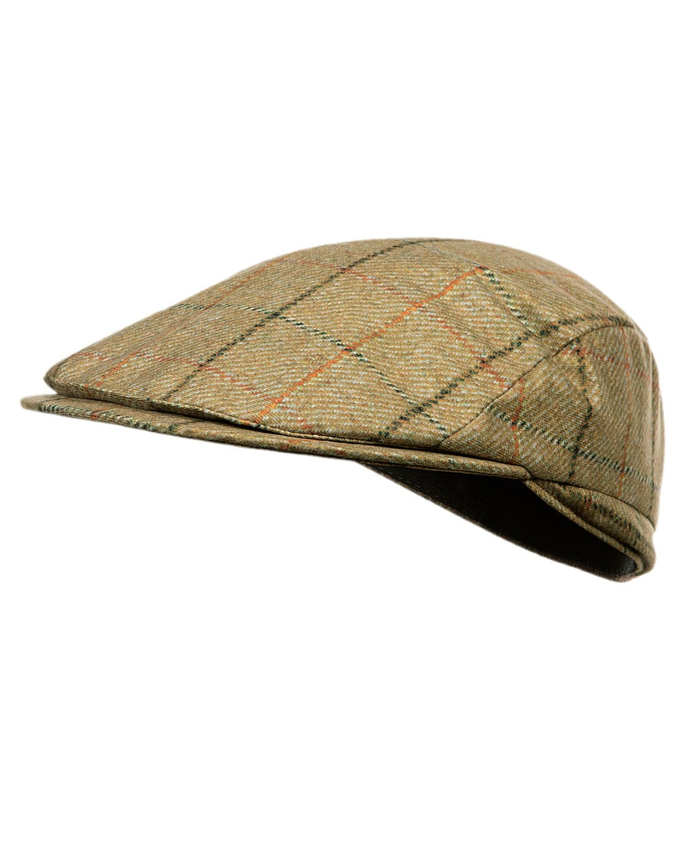 Check Khaki Baleno Foxton Tweed Cap on white background 