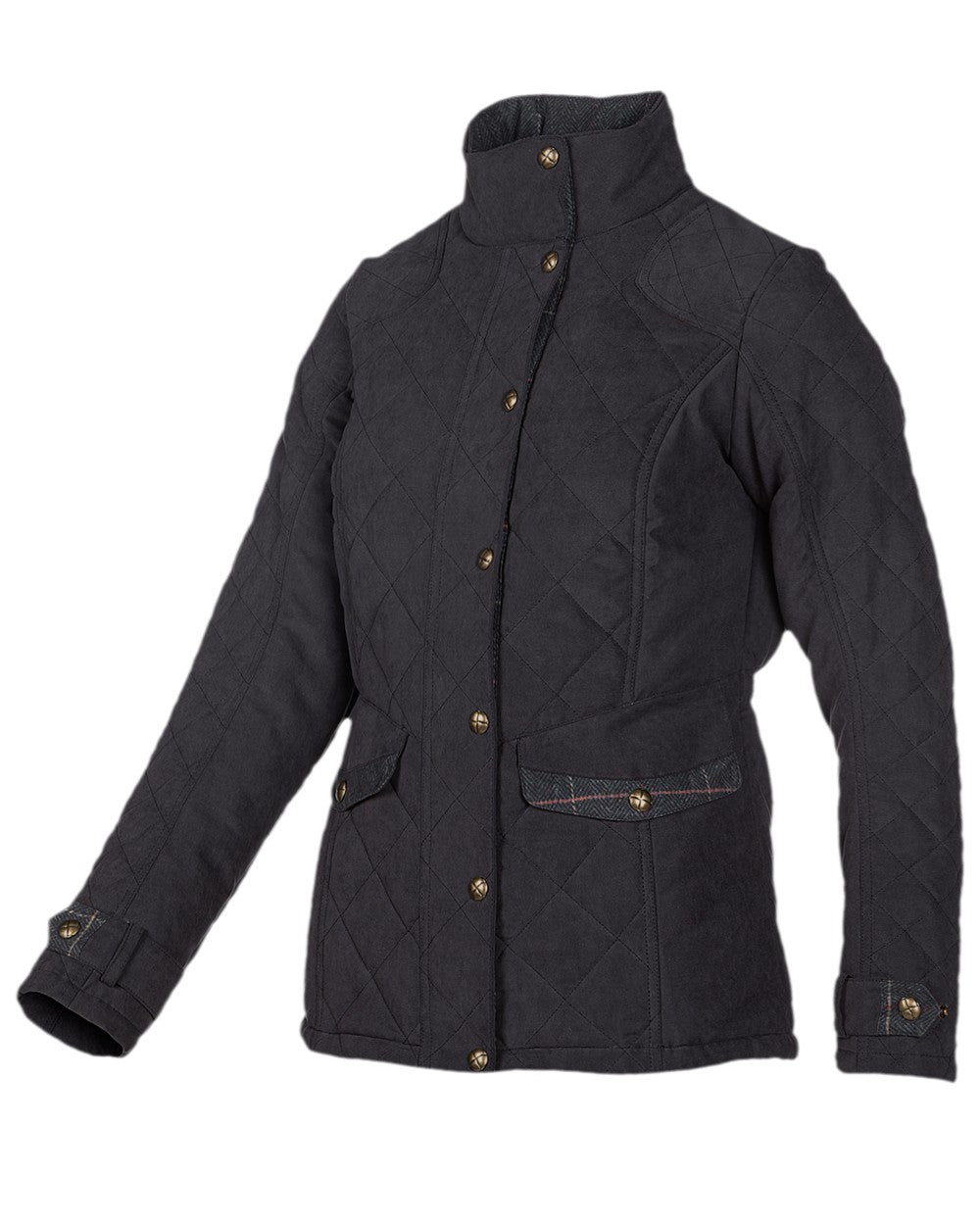 Dark Navy Blue Coloured Baleno Halifax Ladies Quilted Jacket on white background 