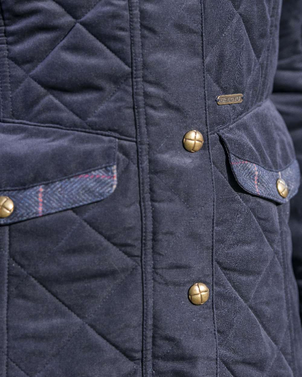 Dark Navy Blue Coloured Baleno Halifax Ladies Quilted Jacket on white background 