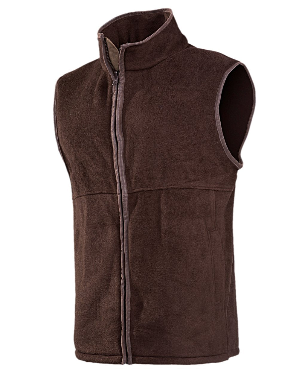 Chocolate Coloured Baleno Harvey Fleece Gilet on white background 