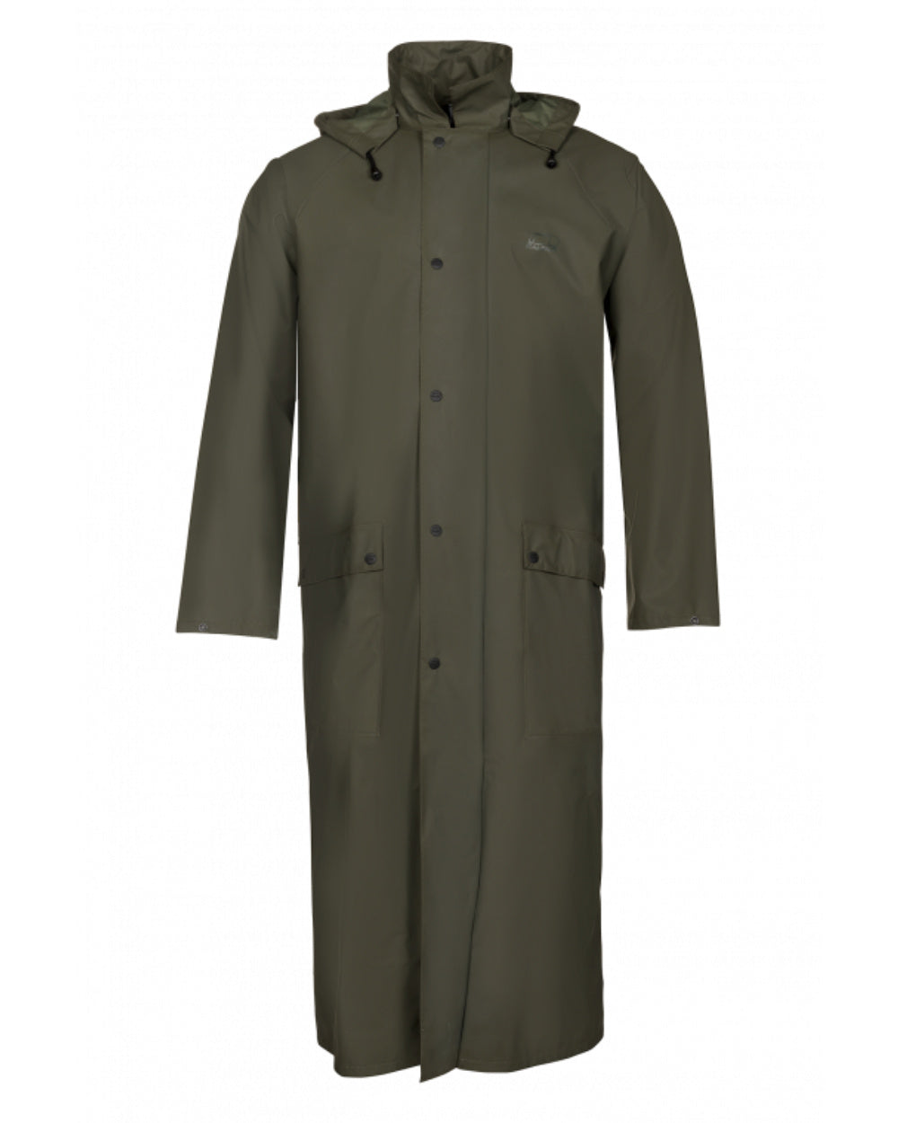 Green Khaki Coloured Baleno Helsinki Long Raincoat on white background 