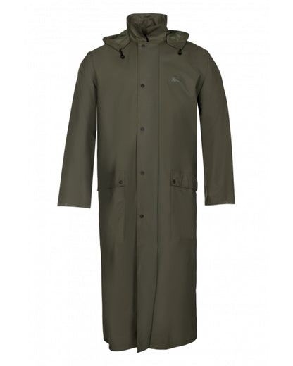 Green Khaki Coloured Baleno Helsinki Long Raincoat on white background 