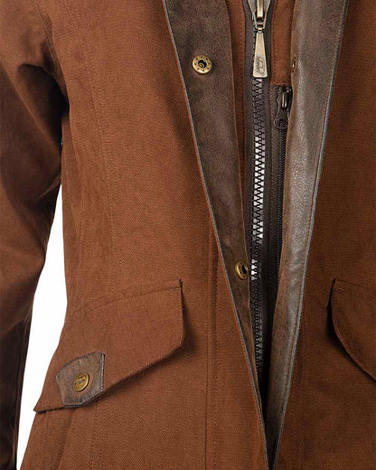 Earth Brown Coloured Baleno Kensington Long Waterproof Coat on white background 