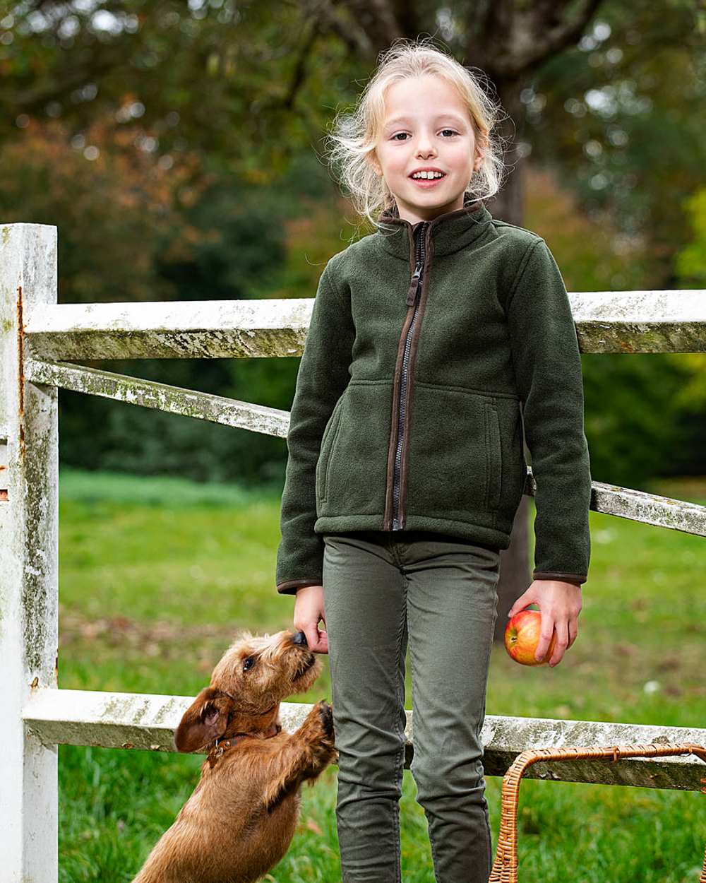 Olive Coloured Baleno Childrens Cody Fleece on park background 