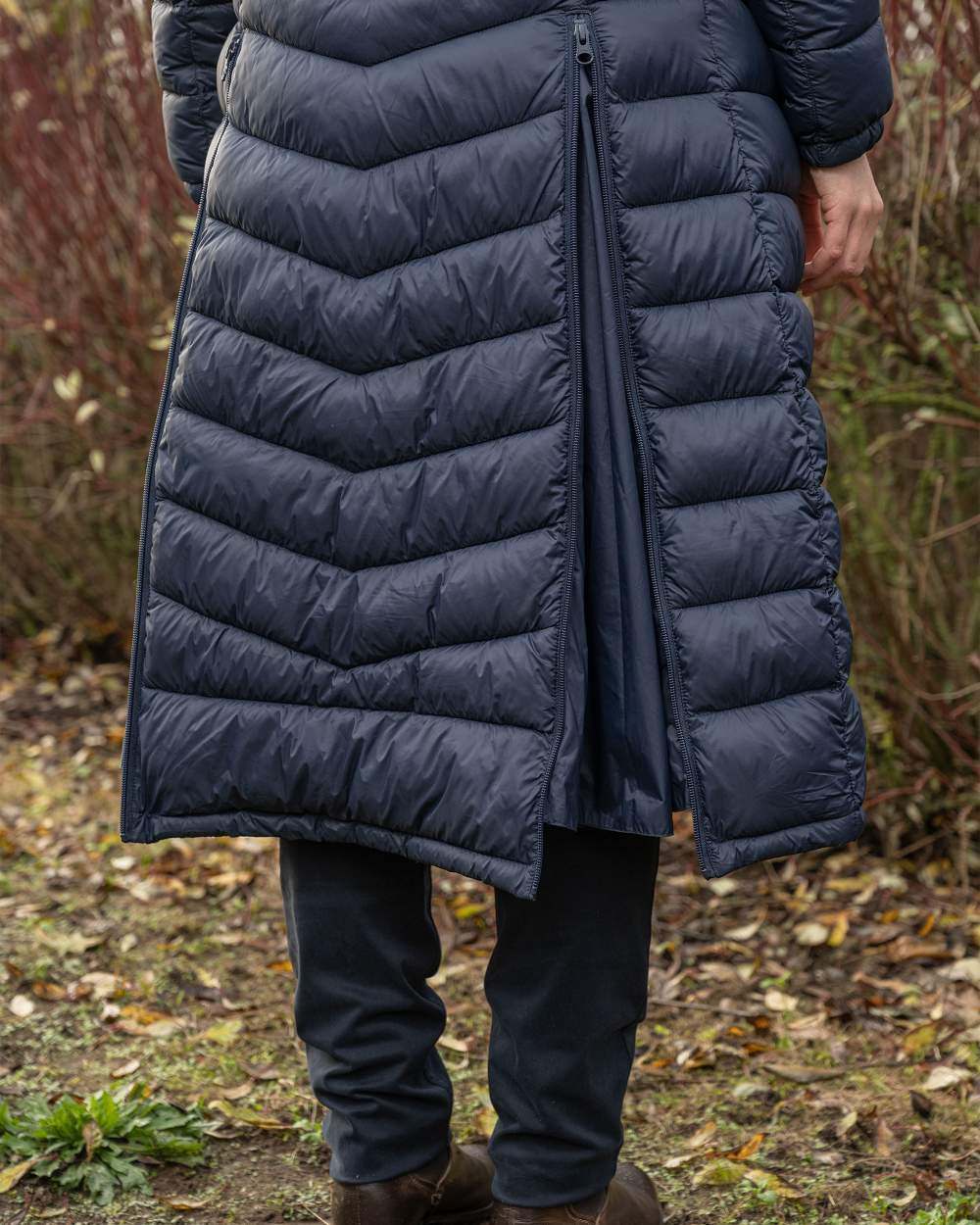 Navy Blue Coloured Baleno Kingsleigh Womens Padded Riding Coat on farm background 